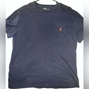 Polo Ralph Lauren Men's Dark Blue Tee with Red Logo